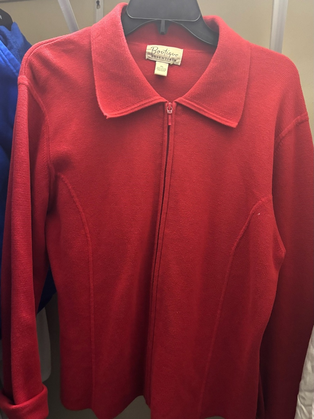 Essentials Red Zip-Up Knit Polo Jacket